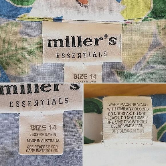 Vtg blue floral short sleeve button-down shirt - Picture 5 of 15